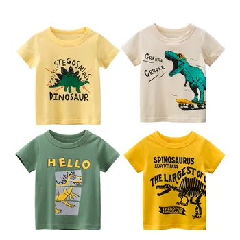 Yocute Vaikų Drabužių Vasaros 2021 Naujas Berniukų-Dinozaurų Spausdinimo Medvilnės Vaikų trumpomis Rankovėmis T-shirt Mados Stilius Bamblys Dėvėti