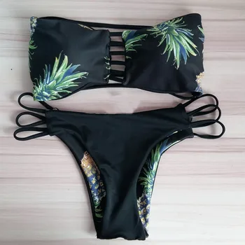 Seksualus Bikini maudymosi kostiumėlis Moterų Plaukimo Kostiumas 2020 M. maudymosi Kostiumėliai Moterims Bikini Rinkinys Sexy Liemenėlė Ananasų maudymosi kostiumėlį, Push-up maudymosi Kostiumėliai