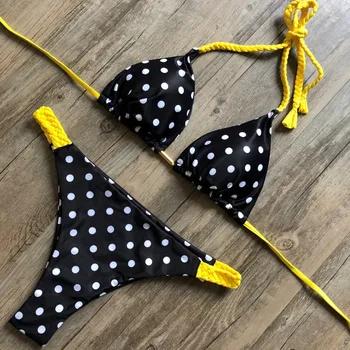Brazilijos bikini thong 2020 Leopardas spausdinti maudymosi kostiumą, pynimo maudymosi kostiumėliai moterims Seksualus maudymosi kostiumėlį moteris Push up besimaudančių naujas biquinis