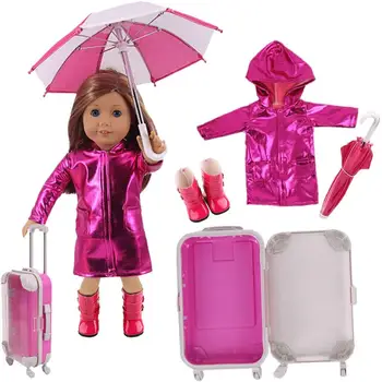 Lėlės Drabužių+skėtis+lagaminas+lietaus batai Tinka 18 Colių Amerikos Lėlės 40-43cm Gimęs Kūdikis Reikmenys Kūdikio Gimtadienio Šventė Dovana