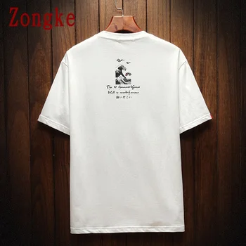 Zongke Banga Spausdinti trumpomis Rankovėmis vyriški T-Shirt Mados Streetwear Hip-Hop Drabužius T-Shirt Vyrai Marškinėlius 2020 Japonų Drabužius M-5XL