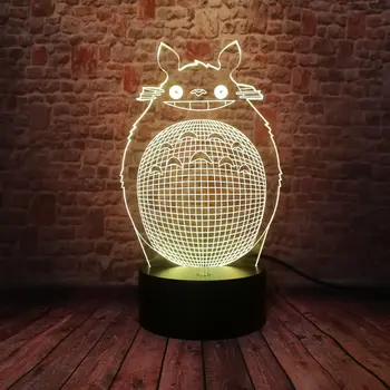 Flash 3D Iliuziją, Lempa, LED 7 Spalvinga Pakeisti Stalas naktinė lempa Modelis Totoro Anime Pav Žaislai Vaikams