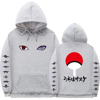 Hip-Hop Streetwear Akatsuki Vyrų moteris hoodieJapanese Anime Naruto Hoodies Uchiha Itachi Spausdinti Harajuku Puloveris Palaidinukė