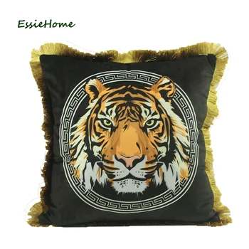 ESSIE NAMŲ Tigro Galva Tigras Modelio Skaitmeninio Spausdinimo Aksomo Pagalvėlės Dangtis Pagalvės užvalkalą Su Aukso Kutas