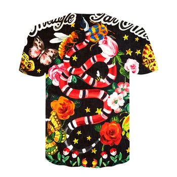 Karalius Gyvatė Gėlių Marškinėliai Balti Mados Prabangių Mens Tee Naujas Vyrų Mados Short-sleeve T Shirt Mens prekės rūbai 2020 metų hip-hop