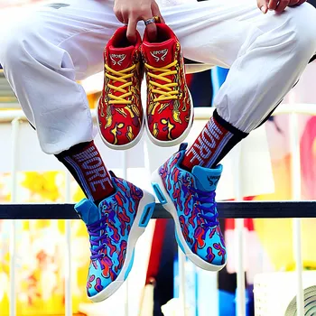Pora batų išskirtinis naujas unisex sportbačiai krepšinio bateliai vyriški laisvalaikio bateliai spalvinga medžiaga dizaino aukštos elastinga oro pagalvės
