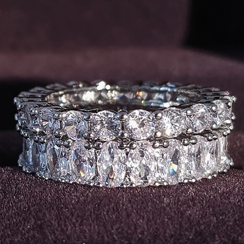 Originalus 925 Sterlingas sidabro vestuviniai Žiedai nustatyti juostos žiedas Moterų sužadėtuvių ir vestuvių mados juvelyrikos piršto Juodasis penktadienis R5726