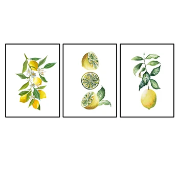 Geltona citrinos drobės tapybos vasaros vaisių nuotrauką plakatas sienų dekoras vaisių parduotuvė sienos meno tapybos drobės HD2911