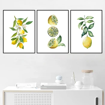 Geltona citrinos drobės tapybos vasaros vaisių nuotrauką plakatas sienų dekoras vaisių parduotuvė sienos meno tapybos drobės HD2911