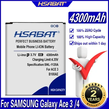 HSABAT 4300mAh B100AE SAMSUNG Galaxy Ace 3 Ace 4 S7898 S7278 S7272 S7568i S7278 i679 S7270 S7262 i699i G313H G318h Baterija