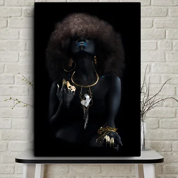 Abstrakti Aukso Seksuali Mergina Juodosios Afrikos Moteris, Aliejus, Tapyba ant Drobės, Plakatų ir grafikos Cuadros Sienos Menas Nuotraukas Kambarį