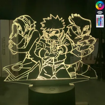 LED Naktį Lempos Anime Dovana Vaikui 3d Naktį Šviesos Naruto Komanda 7 Uzumaki Naruto, Sasuke Sakura Paveikslas Namų Puošybai naktį lempa