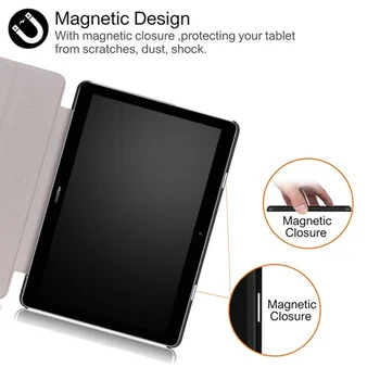 Magnetas Odos dangą Atveju, Huawei MediaPad T5 10 AGS2-W09/L09/L03 10.1 colių Tablet Atveju Plonas Flip Dangtelis, HUAWEI T5 10 Atvejų