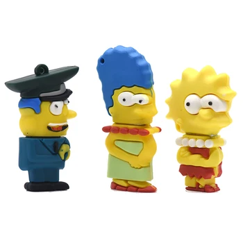 Anime ir Animacinių filmų Simpsonų Usb Flash Drvie 32GB 16GB 8GB 4GB Pendrive Bart Simpson Pelės Vilkas Memory Stick Pen Drive 64GB U Stick