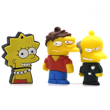 Anime ir Animacinių filmų Simpsonų Usb Flash Drvie 32GB 16GB 8GB 4GB Pendrive Bart Simpson Pelės Vilkas Memory Stick Pen Drive 64GB U Stick