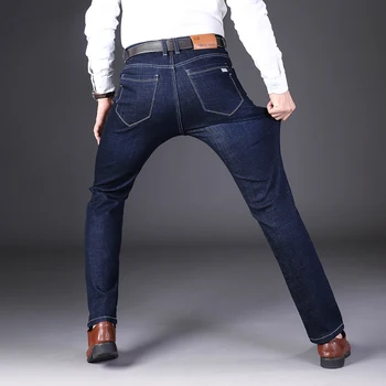 NIGRITY 2019 Nauja Rudens Žiemos Nauji vyriški Tiesiai atsitiktinis džinsus Mados džinsinio audinio kelnės vyrų ziajać Mėlyna Plius didelis dydis 29-42