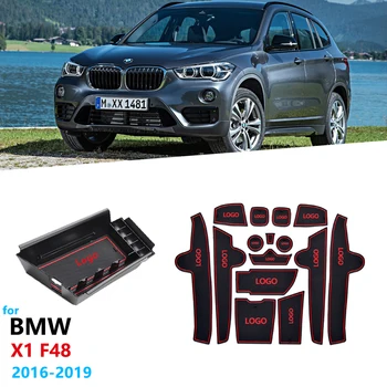 Automobilių Aksesuarai BMW X1 F48 2016 2017 2018 2019 Anti-Slip Gumos Vartų Angą Taurės Mat Atrama Dėžutės Saugojimo Sukrovimas Valymas