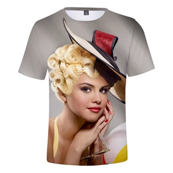 Rholycrown 3D Selena Gomez T-shirt Moterims, Vyrams trumpomis Rankovėmis Vasarą t-shirt Spausdinti Selena Gomez 3D marškinėliai moterims Mados mergina Viršūnės