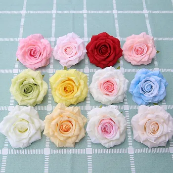 50pcs 9CM 12colors Šilko Rožė Gėlių Galvos Dirbtinių Gėlių, Vestuvių Namų Puošybai 
