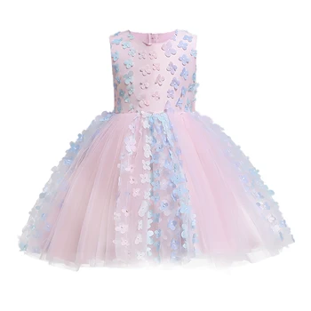 Mergina Dress Krikšto suknelė kūdikių Pink petal elegantiškas Gėlių Mergaitėms Vestuvių Suknelės tutu princesė Baby Girl Dress