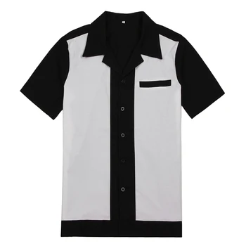 1950 Rockabilly Marškinėliai Vyrams Vakarų Kaubojus Trumpas Rankovės Marškinėliai Colorblock Kišenėje Punk Rave Uniformas Geležinkelių Roko Marškinėlius Male S-XL