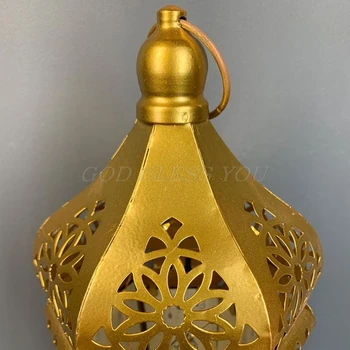 1Set Geležies Ramadanas Dekoratyvinės Šviesos Kabinti Candle Lantern Namų Kambario Kiemo Festivalis Dekoracijos, Dovanos, Žvakių Laikiklis