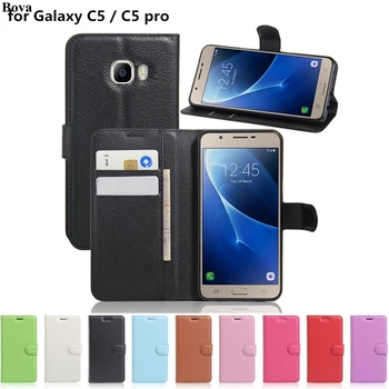 Retro odos Flip Case for Samsung Galaxy C5 C5 Pro Apsauginį Dangtelį Pinigų laiko tarpsnių, Magnetinė Sklendė, Dėklas