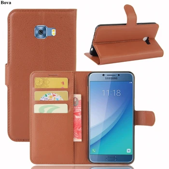Retro odos Flip Case for Samsung Galaxy C5 C5 Pro Apsauginį Dangtelį Pinigų laiko tarpsnių, Magnetinė Sklendė, Dėklas