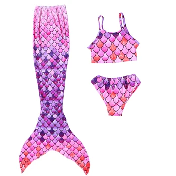 3pcs rinkinį Mergaitėms, Vaikams, Undinėlės Uodega Swimmable Bikini Nustatyti maudymosi kostiumėlį, Maudymosi Kostiumėlį Cosplay