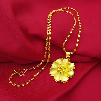 Korėjos Mados 14K Aukso Karoliai Moterų Vestuvių Papuošalai Gėlių Aukso Grandinę Karoliai Pakabukas Aukso Pareiškimą Papuošalai Gimtadienio Dovana