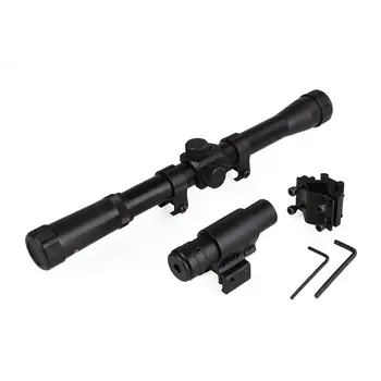 Taktinis 4x20 Šautuvas, Optika taikymo Sritis Riflescope su Red Dot Lazerinio Taikiklio ir 11mm Geležinkelių Stovai