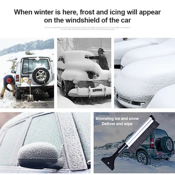 Žiemą Automobilio Priekinio Stiklo Ledo Grandiklis Stiklo Sniego Šepečiu Ištraukiamas Nerūdijančio Plieno Sniego Valiklis, Automobilių Valymo Priemonės, Automobilių Reikmenys