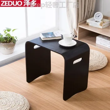 Mados kūrybos paprastas makiažas išmatose namų juoda kieta medienos išmatų krūvą lovos, stalo, kėdžių, paprastas batų suolo