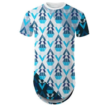 YOUTHUP 3D T-marškinėliai Vyrams, Suapvalinti Hem Marškinėlius Tradicinių Modelių Dizainas T Shirt Mens Vyrų Streetwear Ilgos Linijos Marškinėliai Vasarai