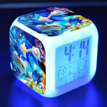 Anime Figūrėlės LED Laikrodis Žadintuvas Spalvinga Flash Šviesos Termometras Animacinių filmų skaičius žaislai