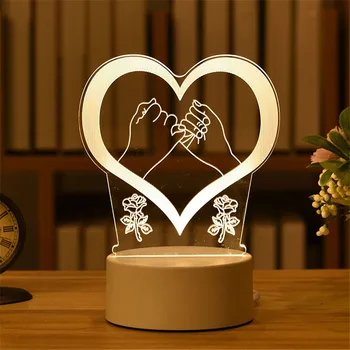 Valentino Dienos Dovana Rose 3D Lempos Akrilo LED Nakties Šviesa Meilė/Lokys/rabbit-formos Valentino Dovana Mergaitė Berniukas Pateikti Velykų Dekoras