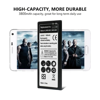 3.85 V 3800mAh Pakeitimo Telefono Bateriją, Skirtą Samsung Galaxy Note 4 N910F N910V N910A N910C N910FD N910G N910H N910U N910V N910T