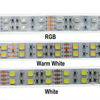 DC12v 120leds/m RGB led juosta 5050 5m/ritės dviejų eilių šiltai balta/balta led juostos šviesos Ne vandeniui