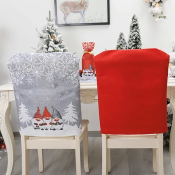 2020 Kalėdų Kėdės Padengti Animacinių filmų Kalėdų Sniego Modelis Atspausdintas neaustinio Audinio, Raudonos, Pilkos spalvos Pasirinktinai Namų Valgomasis Kambarys Kalėdų Dekoro