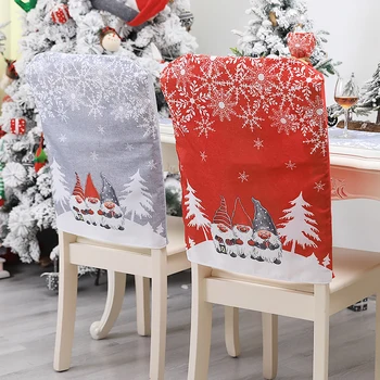 2020 Kalėdų Kėdės Padengti Animacinių filmų Kalėdų Sniego Modelis Atspausdintas neaustinio Audinio, Raudonos, Pilkos spalvos Pasirinktinai Namų Valgomasis Kambarys Kalėdų Dekoro