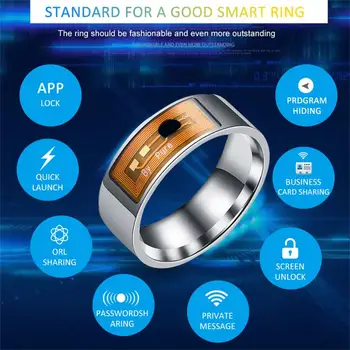 Anillo inteligente multifuncional resistente al agua NFC, anillos digitales inteligentes de desgaste para teléfonos Android