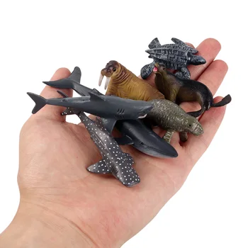 Oenux 12pcs Mini Sea Life Gyvūnų Ryklių, Banginių Pingvinas Modelis Originalus Miniatiūrinis Vandenyno Jūrų Gyvūnų figūrėlių, Žaislas Vaikams Dovanų