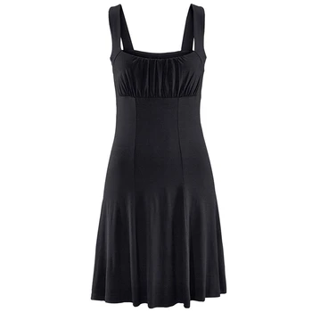 Juodas Klasikinis Mini Suknelės Moterims Vasaros Seksualus Backless Kietas Spageti Dirželis Aikštėje Apykaklės, Rankovių Linija Paplūdimio Stiliaus Suknelė