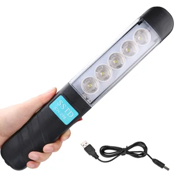 Nešiojamų 5 LED USB Įkrovimo Darbą šviesos 1 Režimas Magnetinio Lanterna Kabinti Kablys Žibinto Lempa, Lauko Kempingas