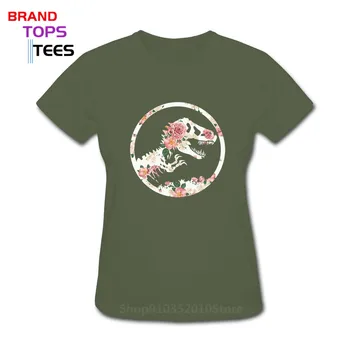 Juokinga Juros periodo Pasaulio marškinėliai moterims Gėlių Dizainas Dinozaurų Parkas T-shirt jauna moteris jaunimo slim mergina Dino tee marškinėliai femme camiseta