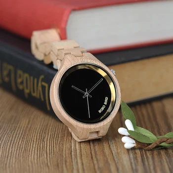BOBO PAUKŠČIŲ Elegantiškas Moterų Laikrodžiai Paprastos Dial Medinės Juostos Kvarcinis Laikrodis Su Medinėje Dovanų Dėžutėje reloj mujer Priimti Dropshipping