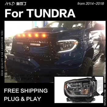 AKD Automobilių Stilius Toyota Tundra Žibintai-2018 M. Tundra LED Žibintai DRL Didelis Mažas Šviesos LED Žibintas Priedai