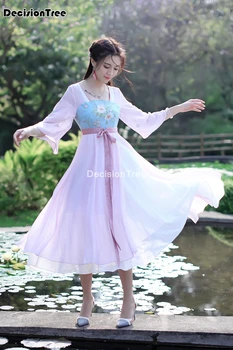 2021 hanfu suknelė moterų kinų stiliaus fėja elegantiškas kostiumas patobulintas azijos suknelė siuvinėjimo liaudies šokių princesė