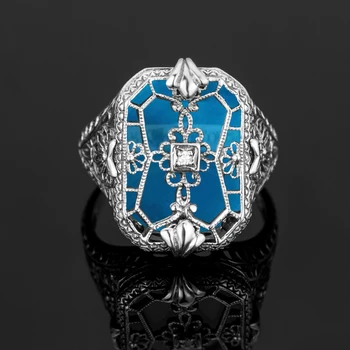Szjinao Gotikos Žiedas Moterims, Originali 925 Sterling Silver Blue Topazas Žiedai Brangakmenių Didelis Fine Jewelry Šalies Anillos Mujer