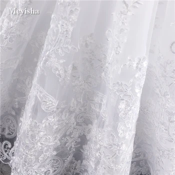 ZJ9160 2019 2020 Naujos Krištolo Balta ilgomis Rankovėmis Nėriniais Apačioje Senovinių Vestuvių Suknelės brides plius dydis maxi dydis